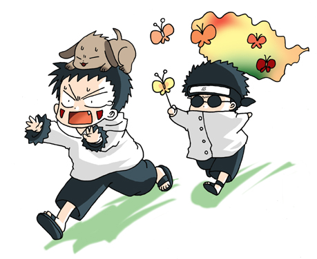 Shino chasing after Kiba-kun